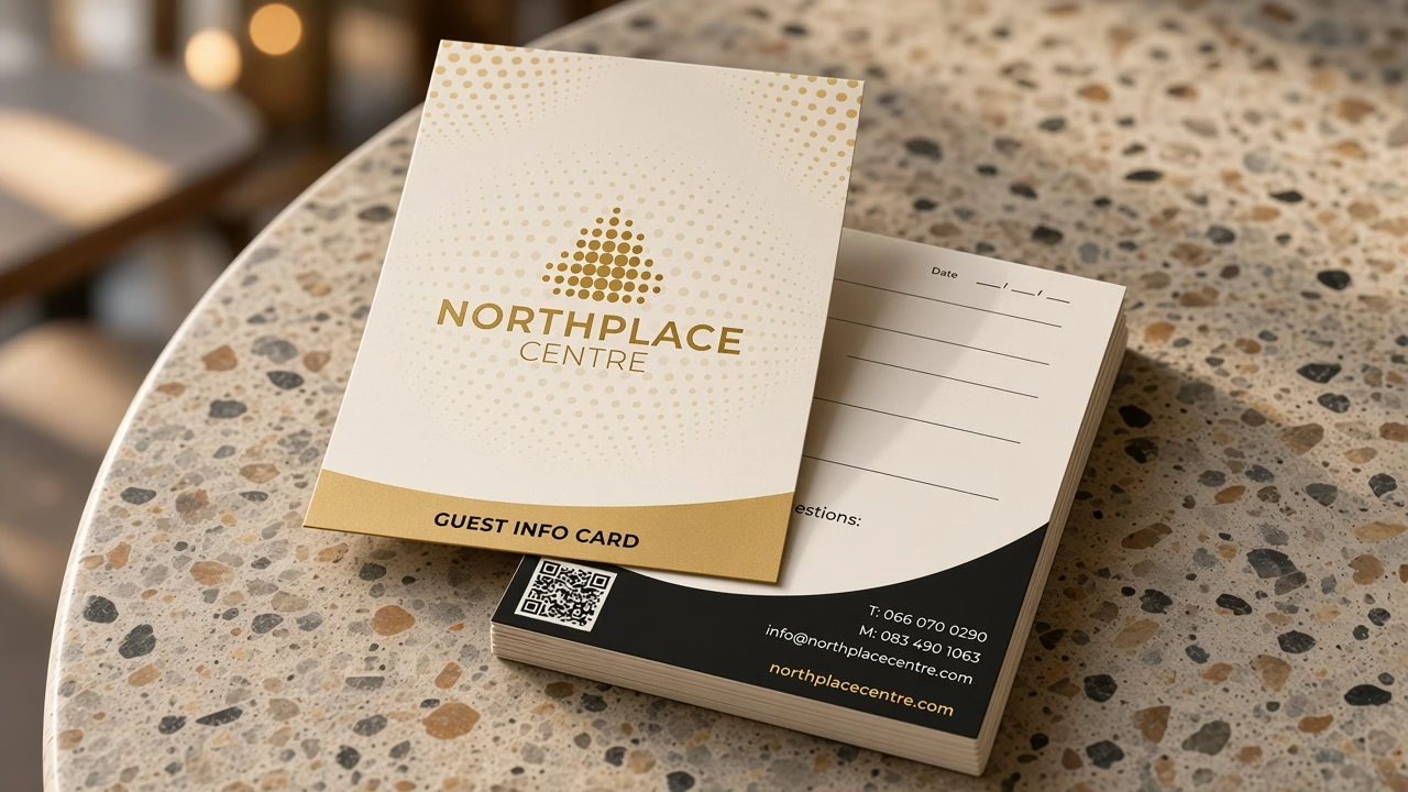 Northplace Centre guest cards and printed collateral